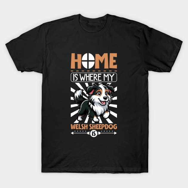 Home is with my Welsh Sheepdog T-Shirt by Modern Medieval Design